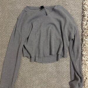 Gray Long Sleeve Knit Sweater